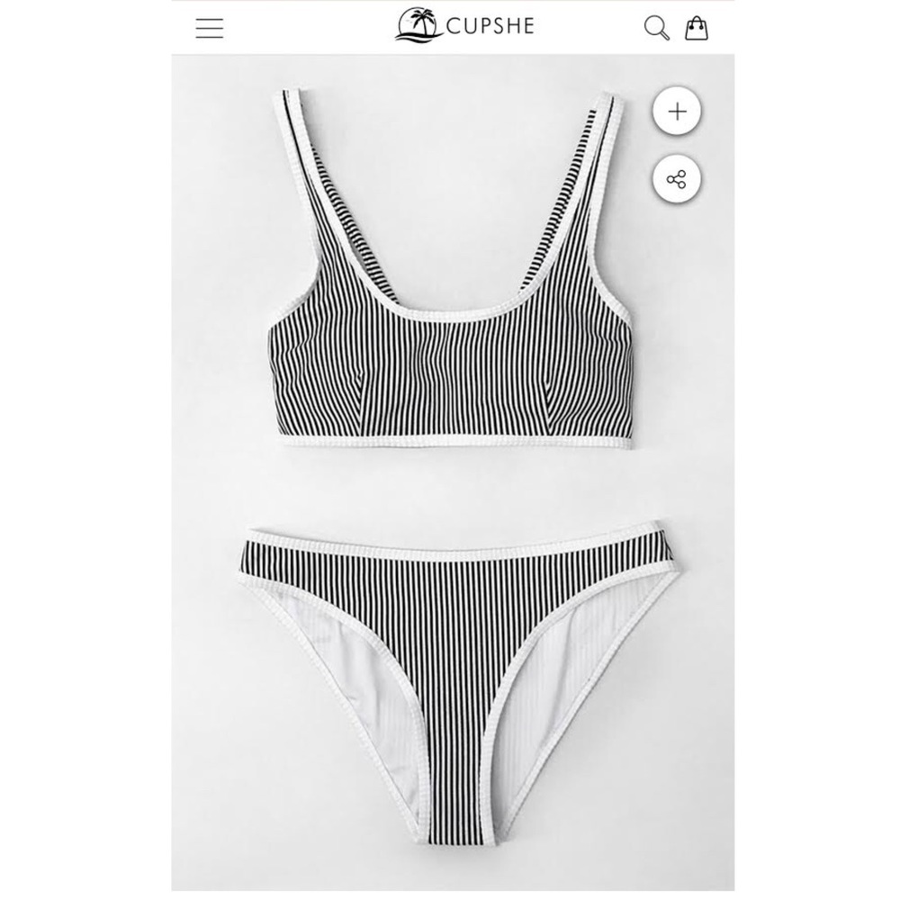 Cupshe Black and White Stripe Tank Bikini